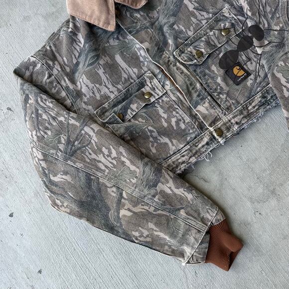 Vintage Y2K Carhartt camo cropped Detroit style work wear jacket - Picture 2 of 9